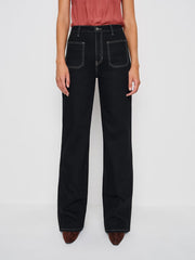 Alyssa High Rise Wide Leg Long Jeans - Black