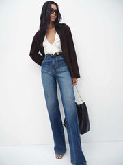 Alyssa High Rise Wide Leg Long Jeans - Mellusine