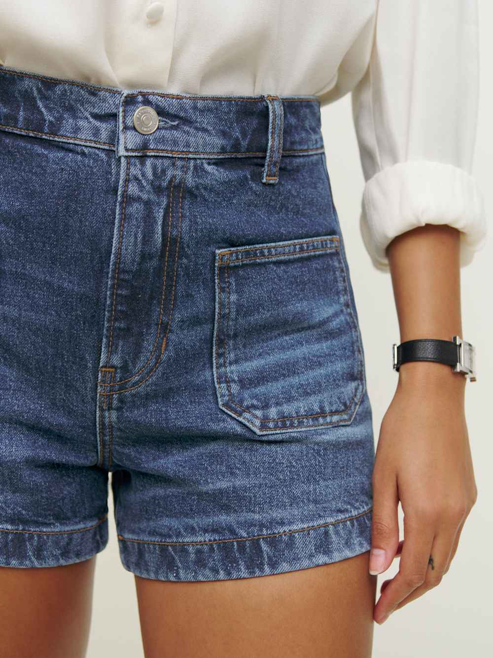Alyssa Stretch High Rise 3.5” Jean Shorts - Anguilla