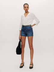 Alyssa Stretch High Rise 3.5” Jean Shorts - Anguilla