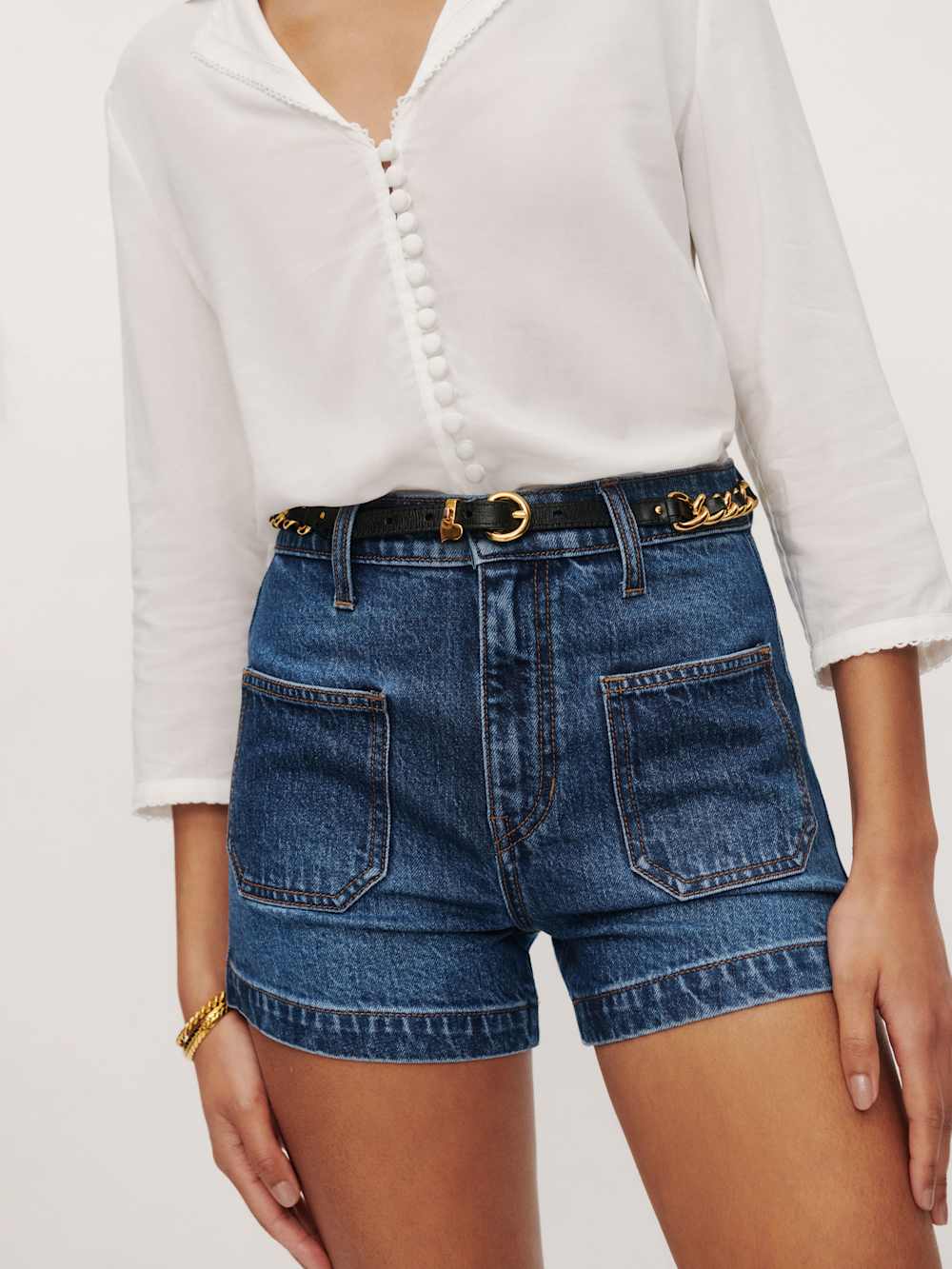 Alyssa Stretch High Rise 3.5” Jean Shorts - Anguilla