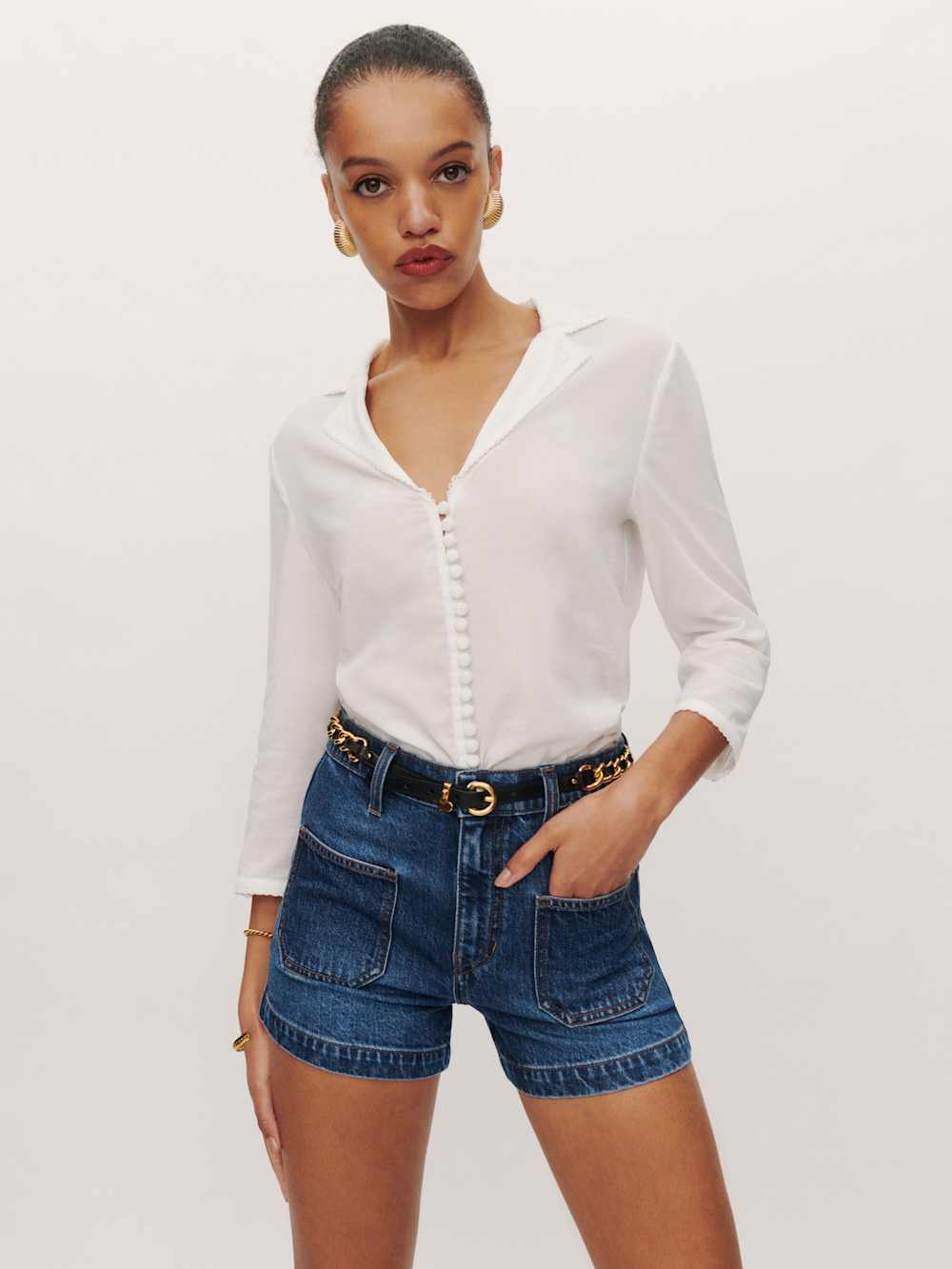 Alyssa Stretch High Rise 3.5” Jean Shorts - Anguilla