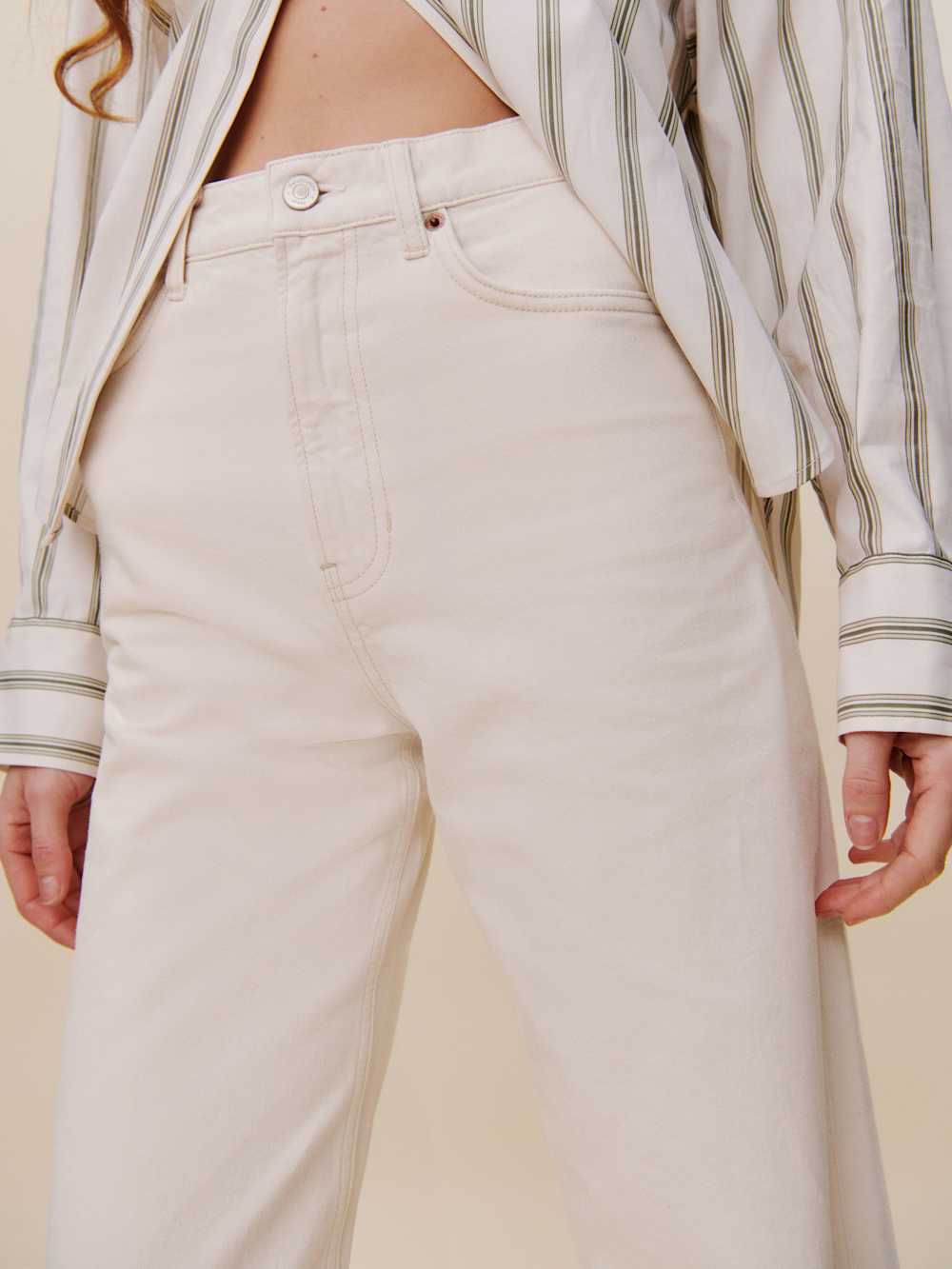 Cary High Rise Slouchy Wide Leg Jeans - Fior Di Latte