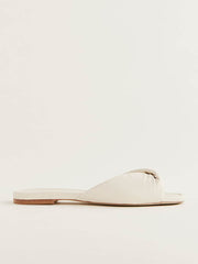 Mikki Twist Flat Sandal - Almond Leather