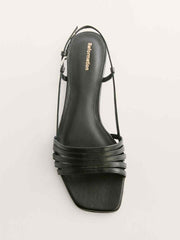 Millie Lattice Flat Sandal - Black Leather