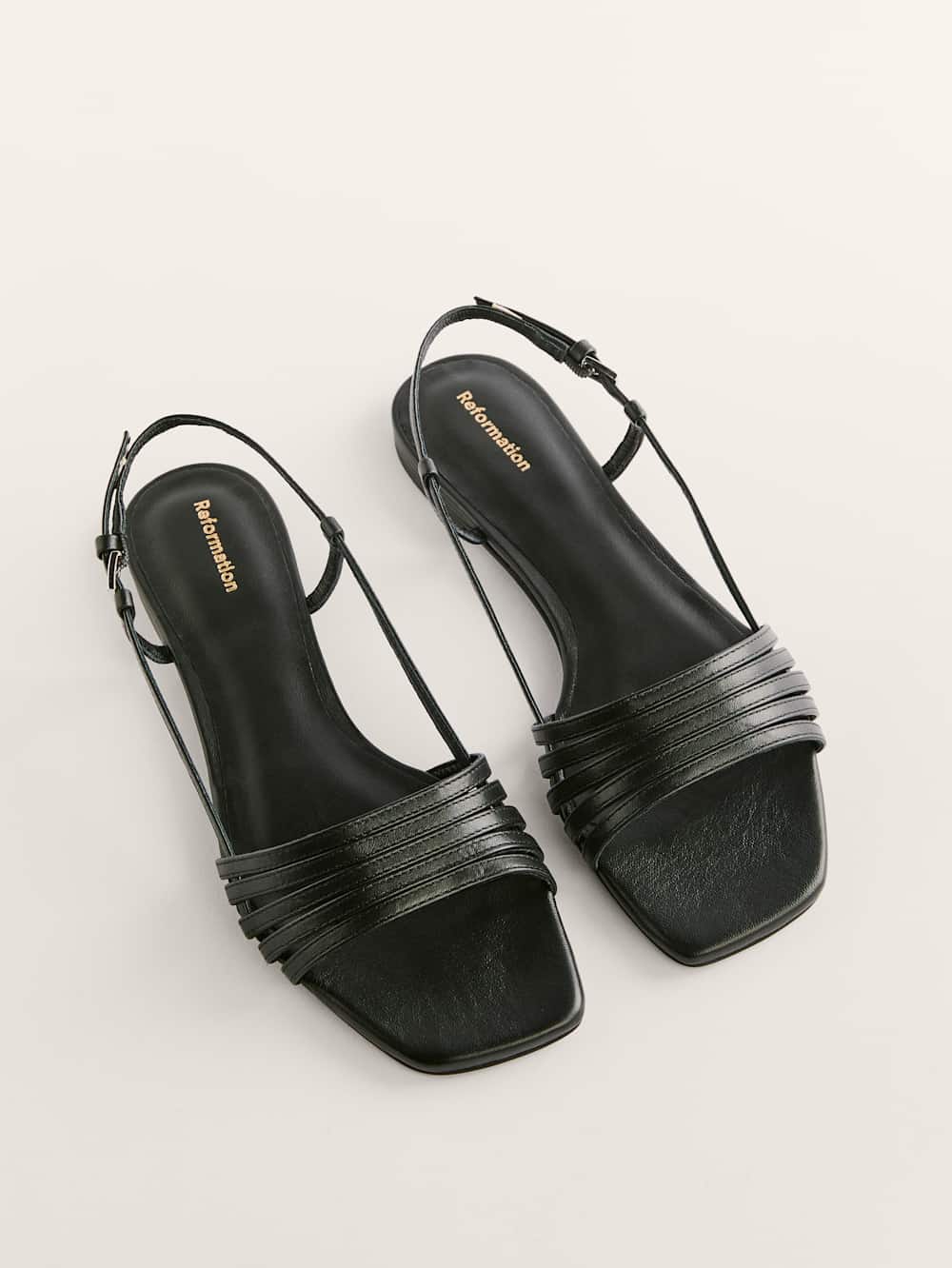 Millie Lattice Flat Sandal - Black Leather