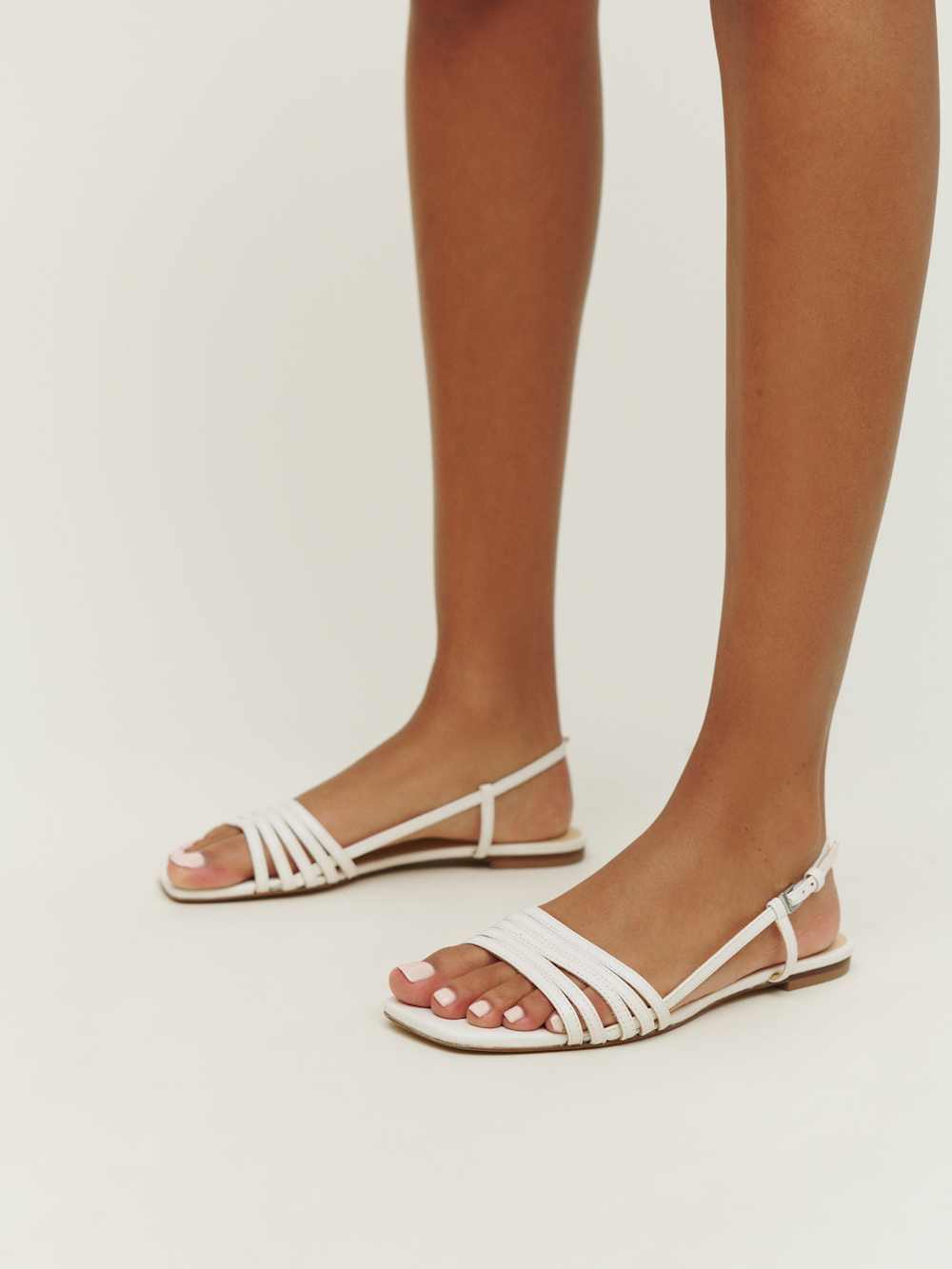Millie Lattice Flat Sandal - White