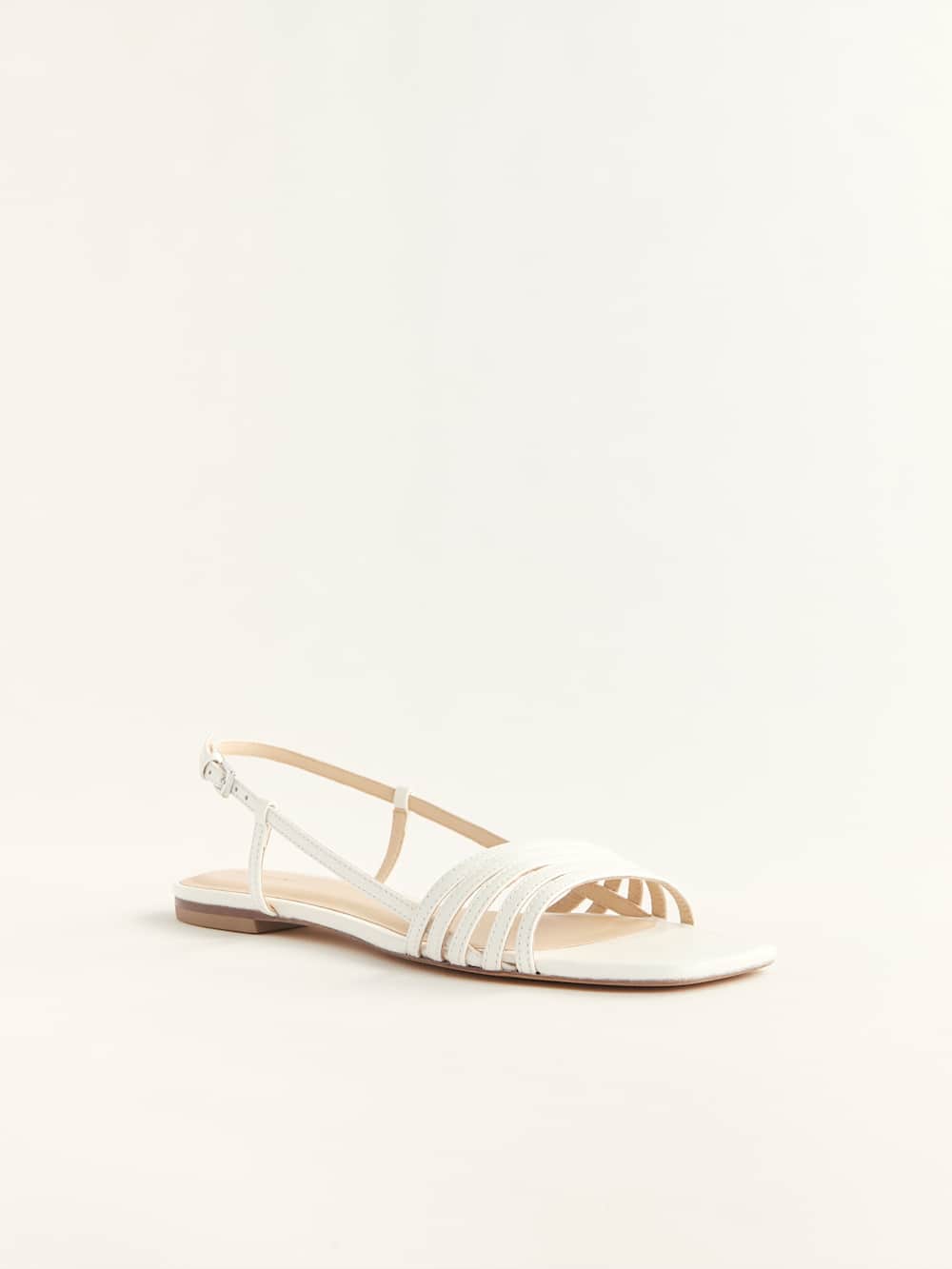 Millie Lattice Flat Sandal - White