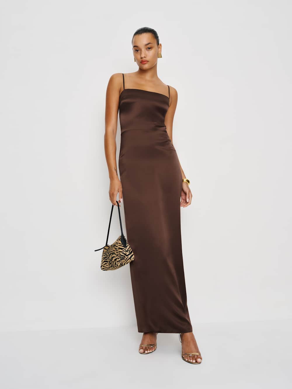 Petites Frankie Silk Dress - Cafe