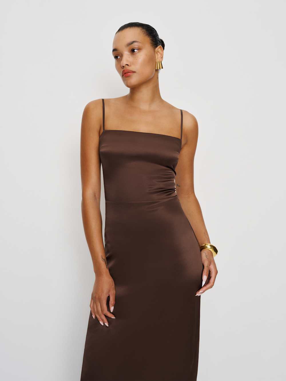 Petites Frankie Silk Dress - Cafe