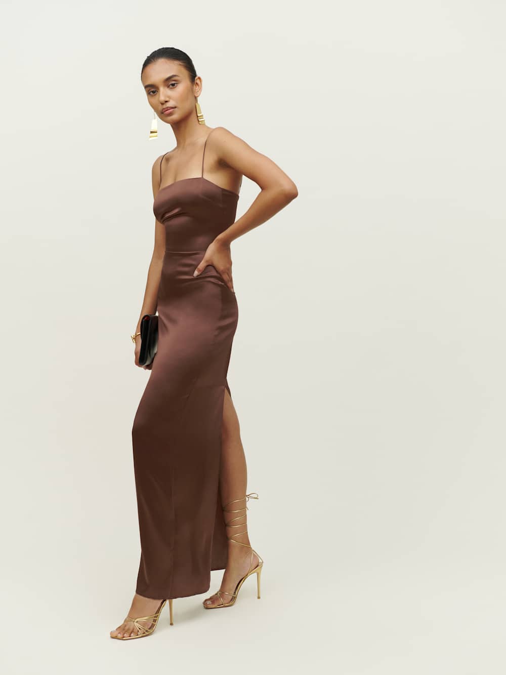 Petites Frankie Silk Dress - Cafe