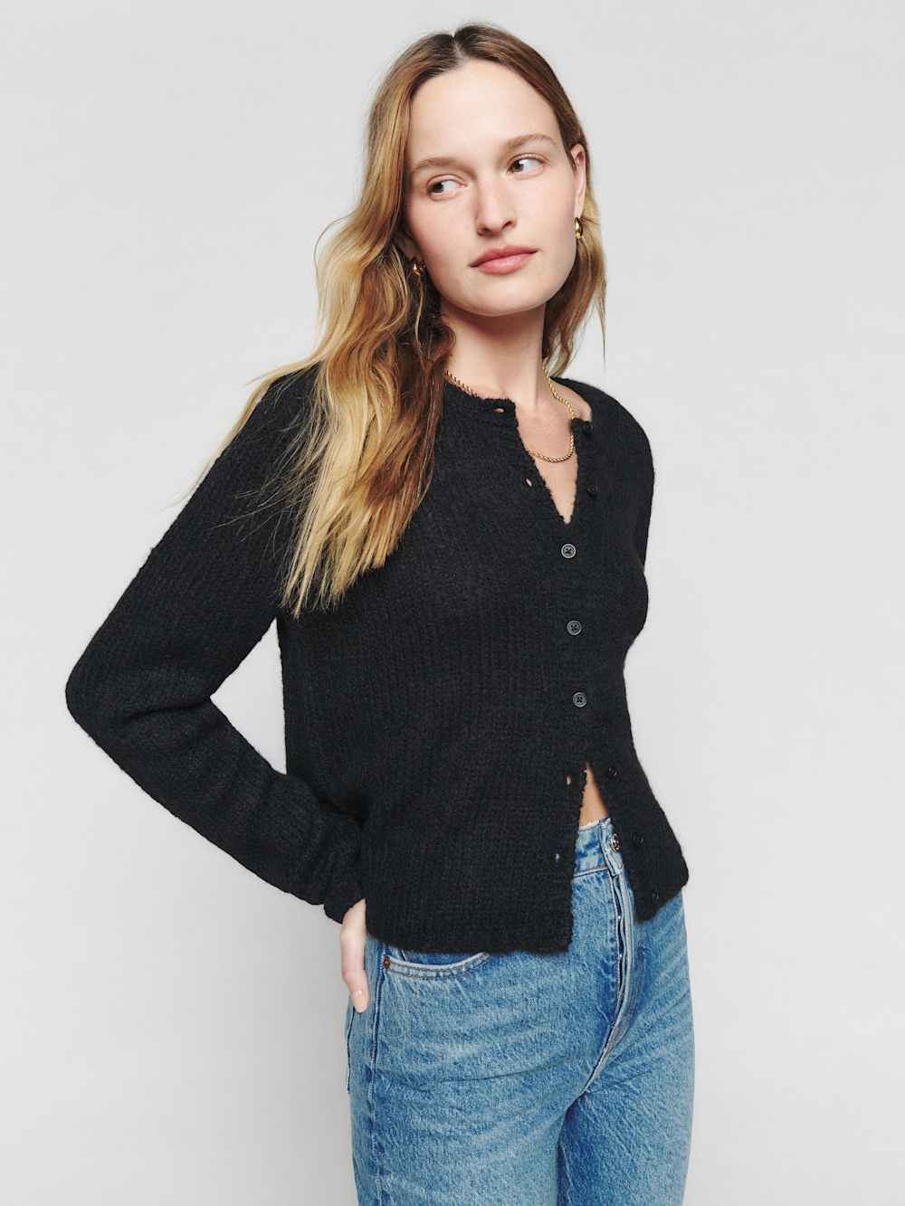 Clara Crew Cardigan - Black