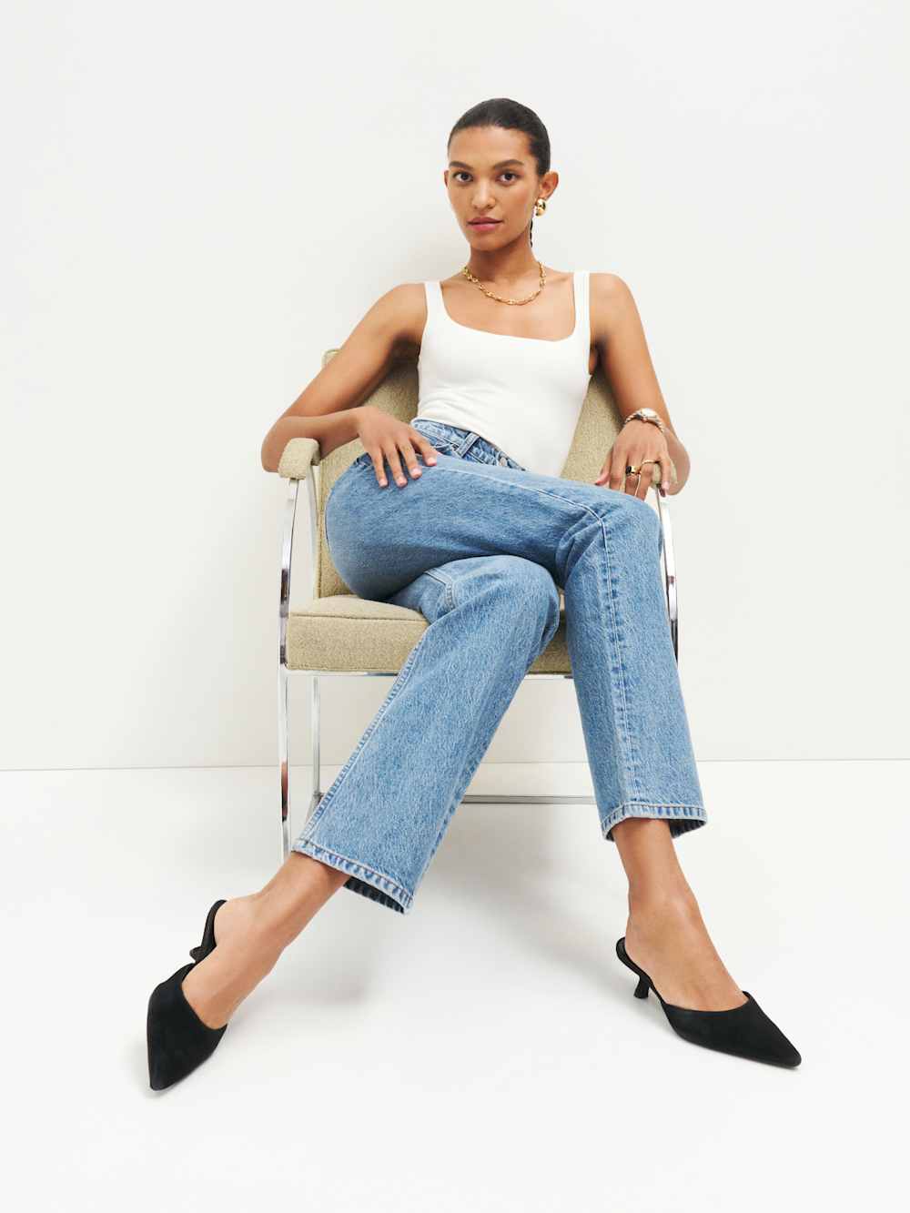 Wilda Kitten Mule - Black Suede