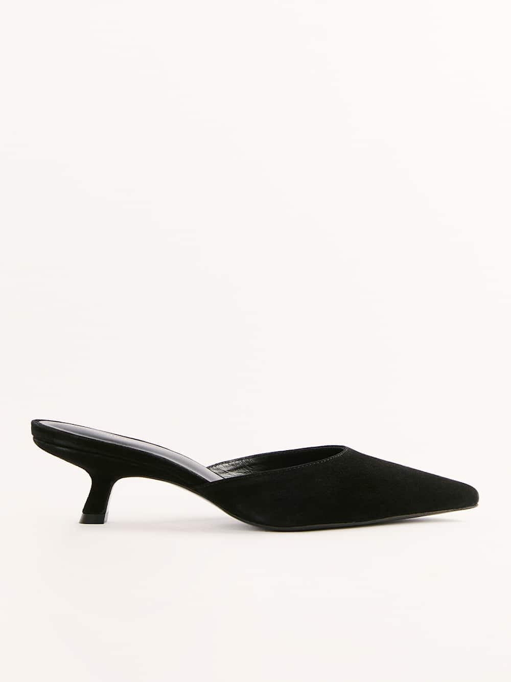 Wilda Kitten Mule - Black Suede