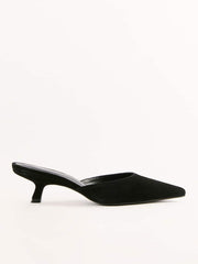 Wilda Kitten Mule - Black Suede