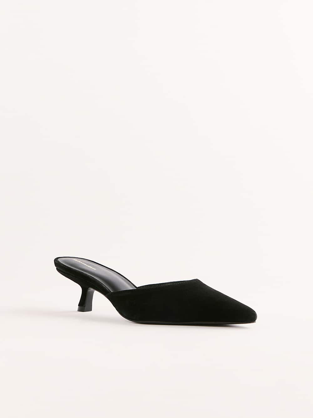 Wilda Kitten Mule - Black Suede