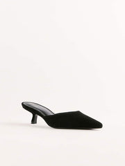 Wilda Kitten Mule - Black Suede