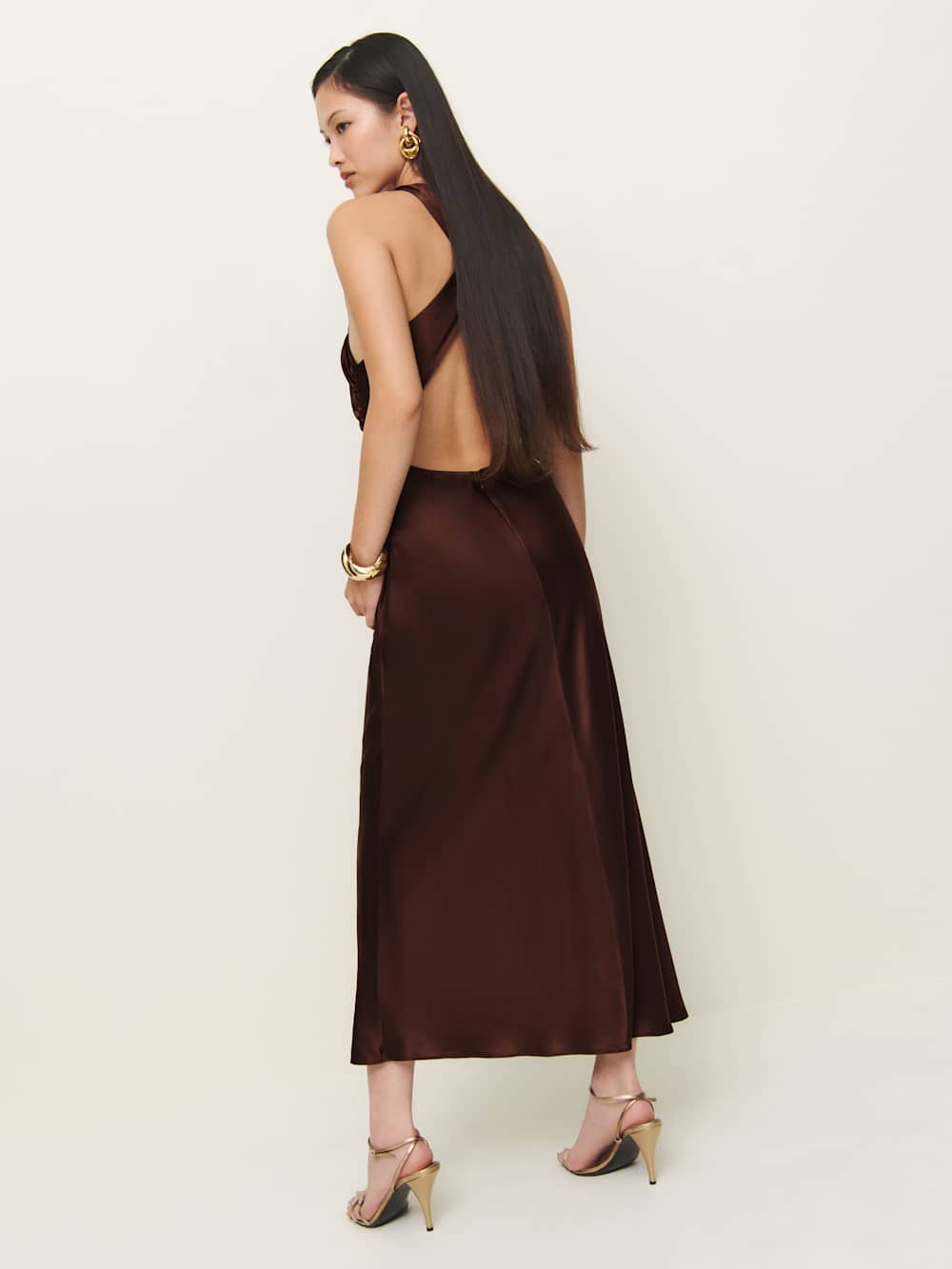 Casette Silk Dress - Mahogany