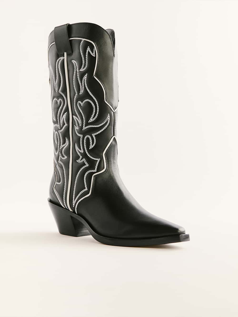 Olive Western Boot - Black / Ivory