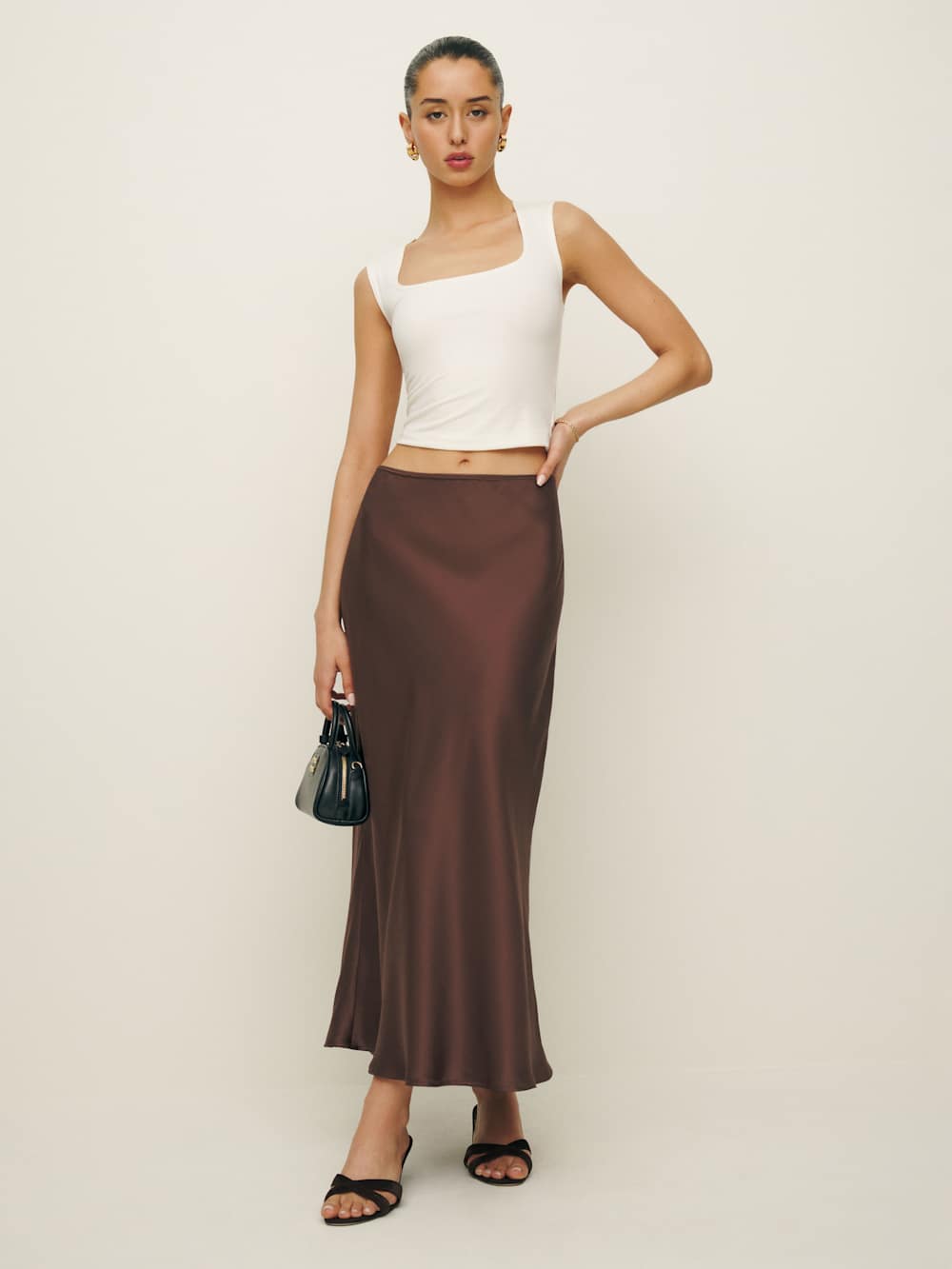Layla Silk Skirt - Cafe