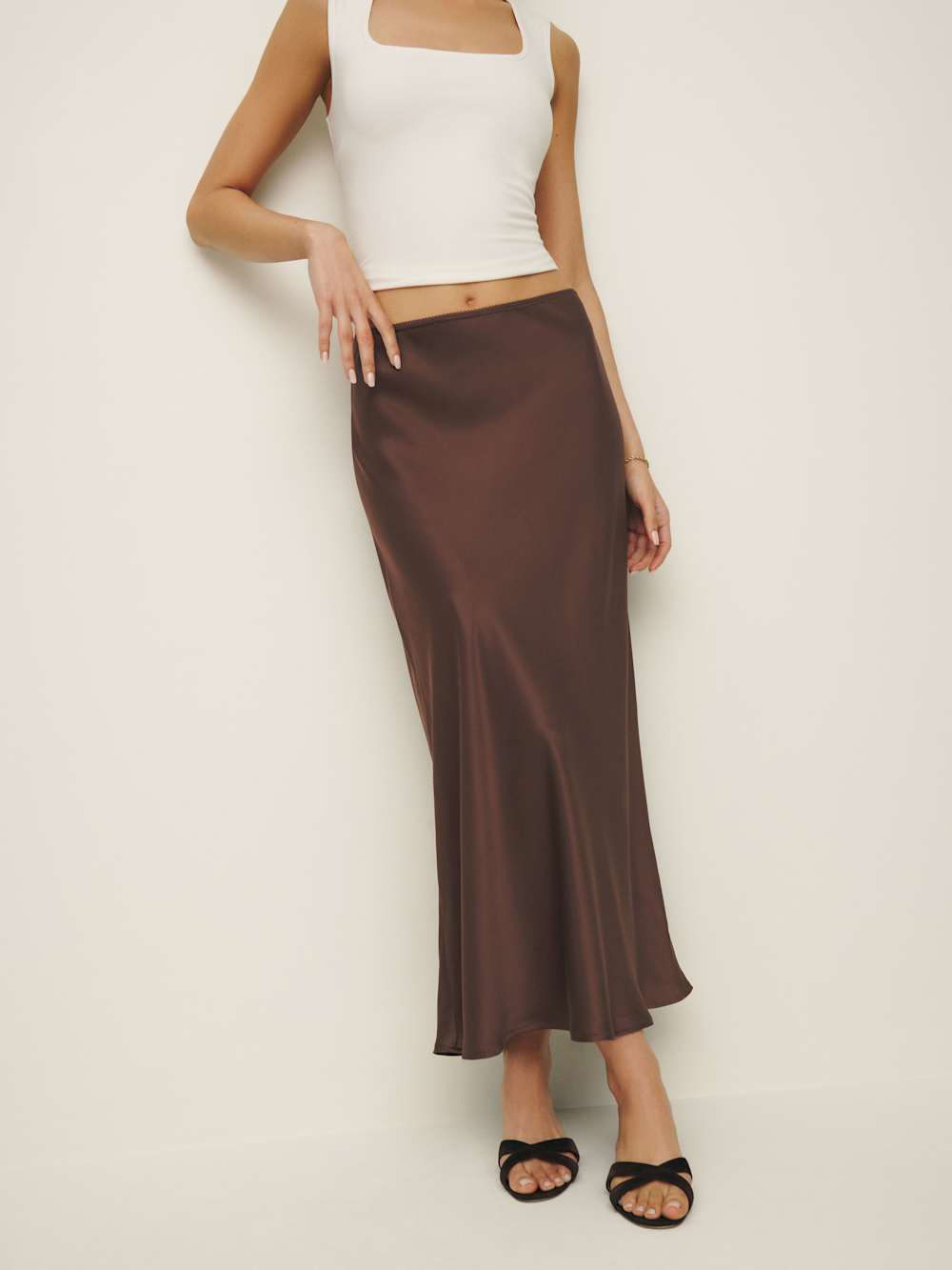 Layla Silk Skirt - Cafe