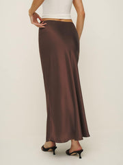 Layla Silk Skirt - Cafe
