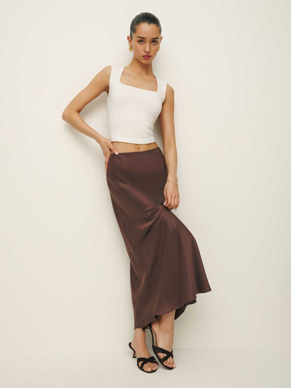 Layla Silk Skirt - Cafe