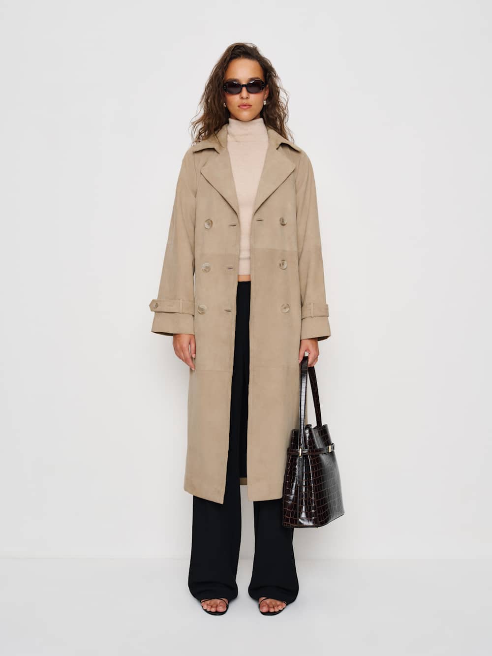 Veda Ashland Leather Trench - Biscotti Suede