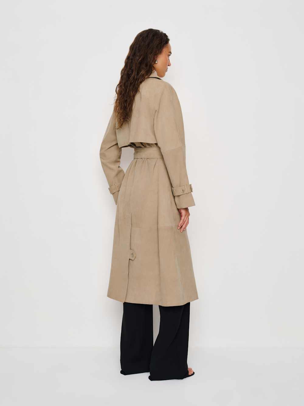 Veda Ashland Leather Trench - Biscotti Suede