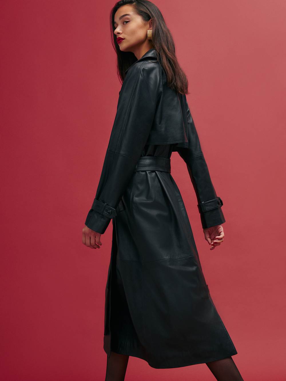 Veda Ashland Leather Trench - Black