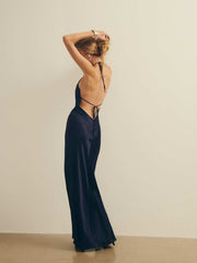 Jeany Silk Dress - Navy