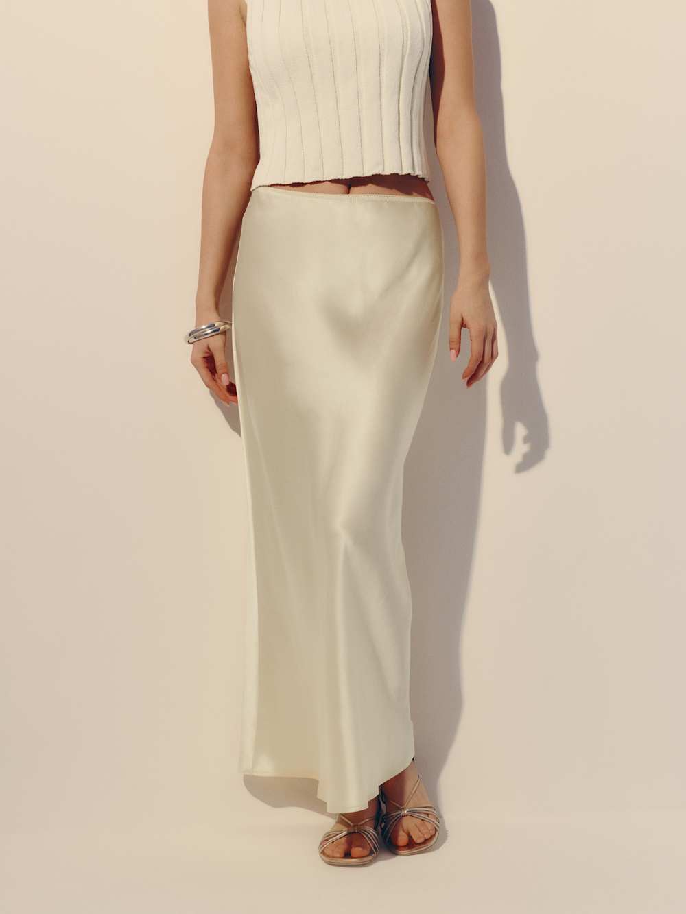 Petites Layla Silk Skirt - Sugar