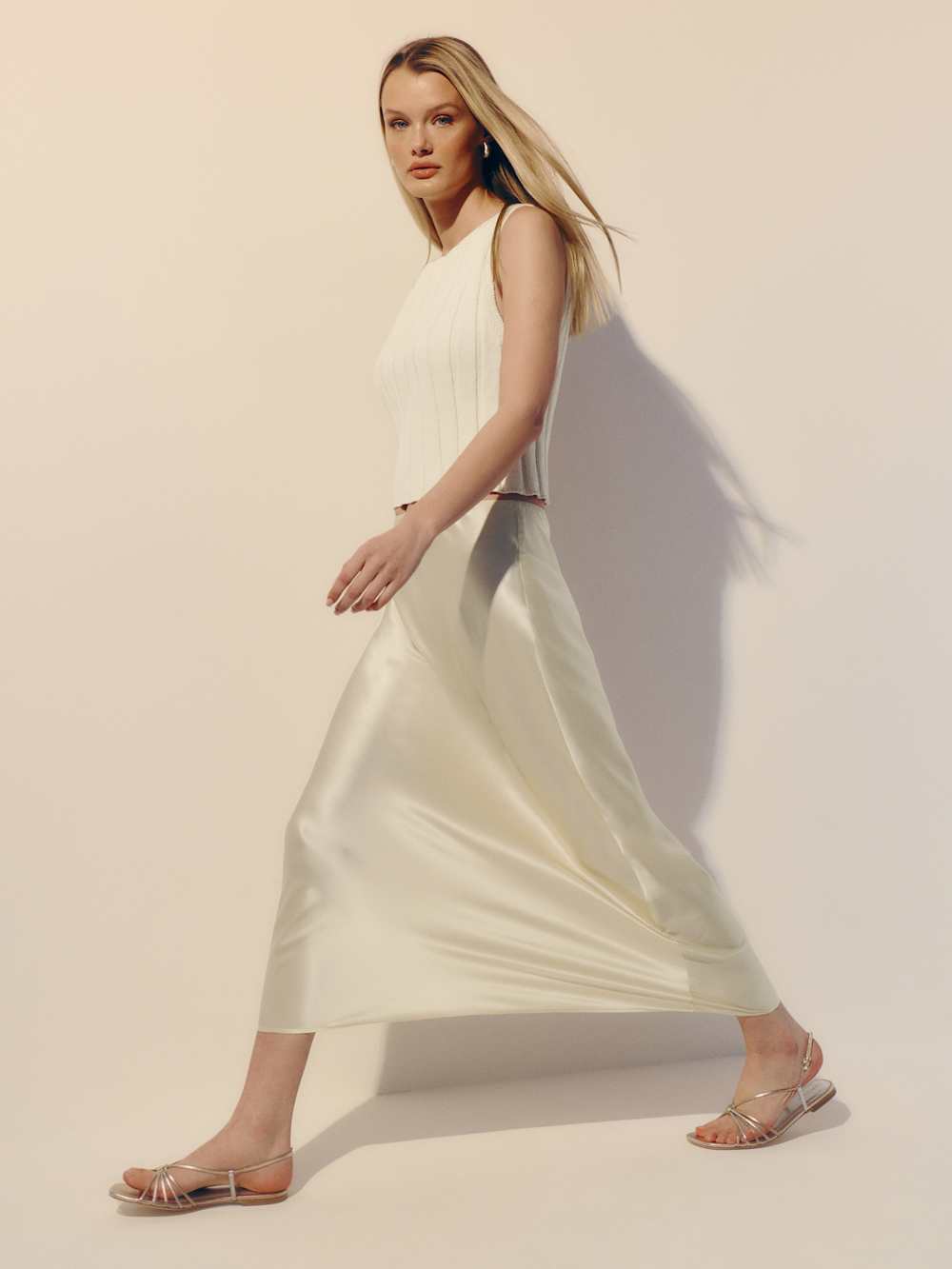 Petites Layla Silk Skirt - Sugar