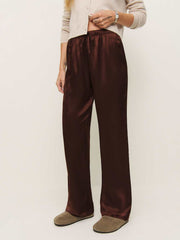 Olina Silk Pant - Mahogany