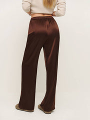 Olina Silk Pant - Mahogany