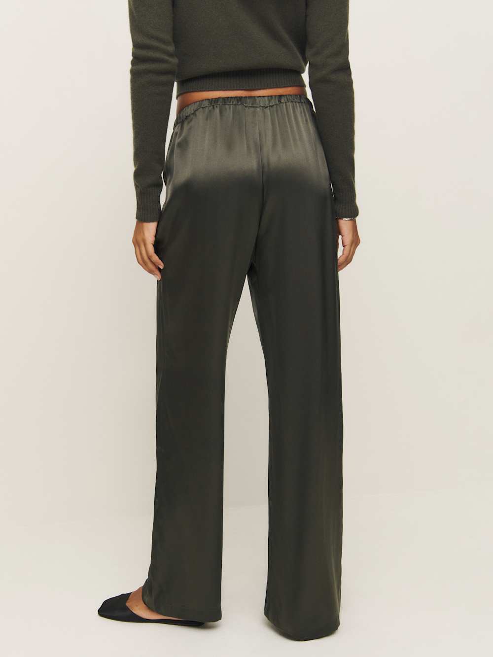 Olina Silk Pant - Pine Tree