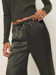 Olina Silk Pant - Pine Tree