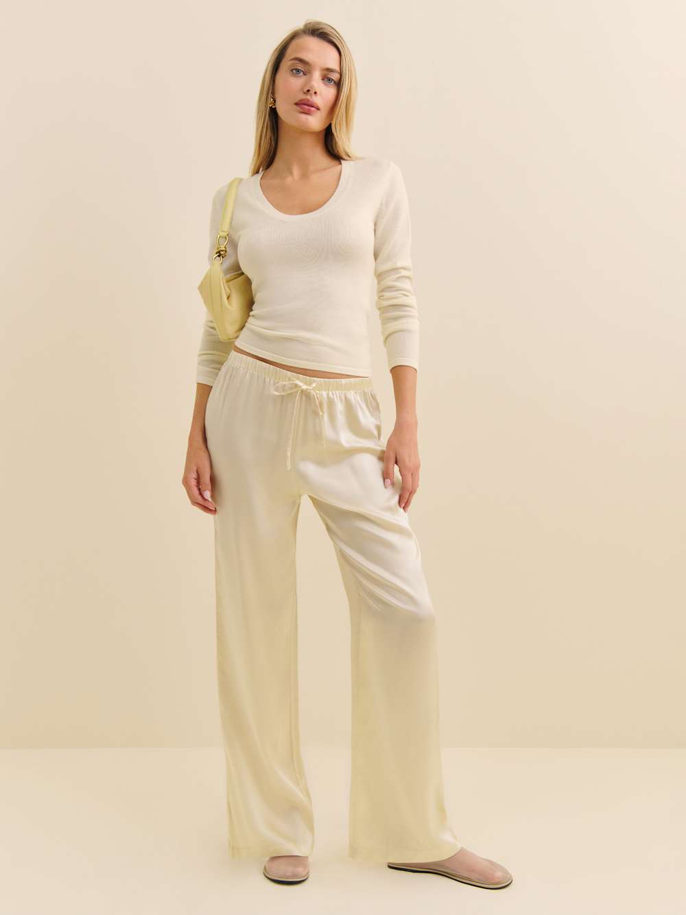 Olina Silk Pant - Sugar