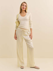 Olina Silk Pant - Sugar