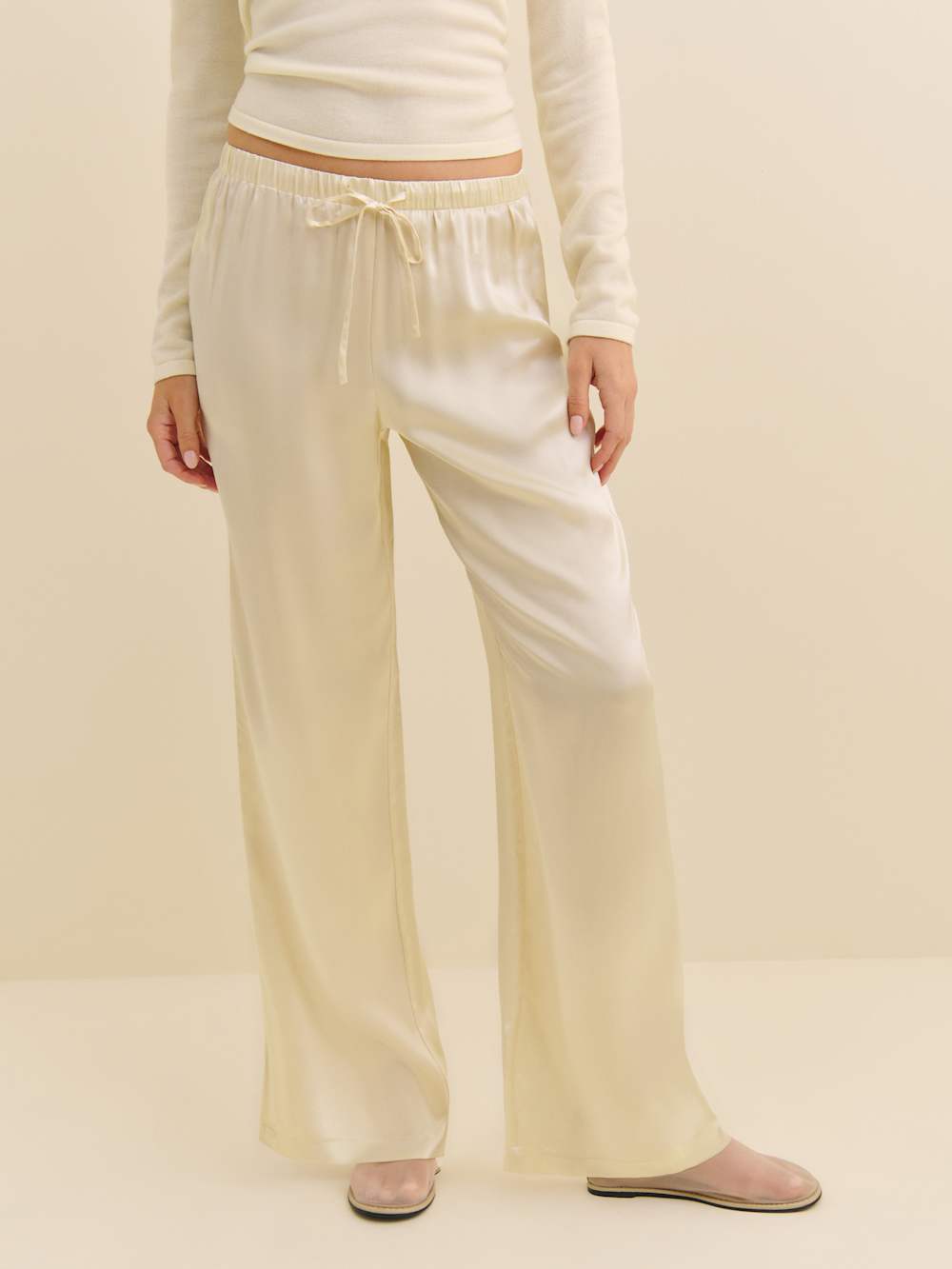 Olina Silk Pant - Sugar