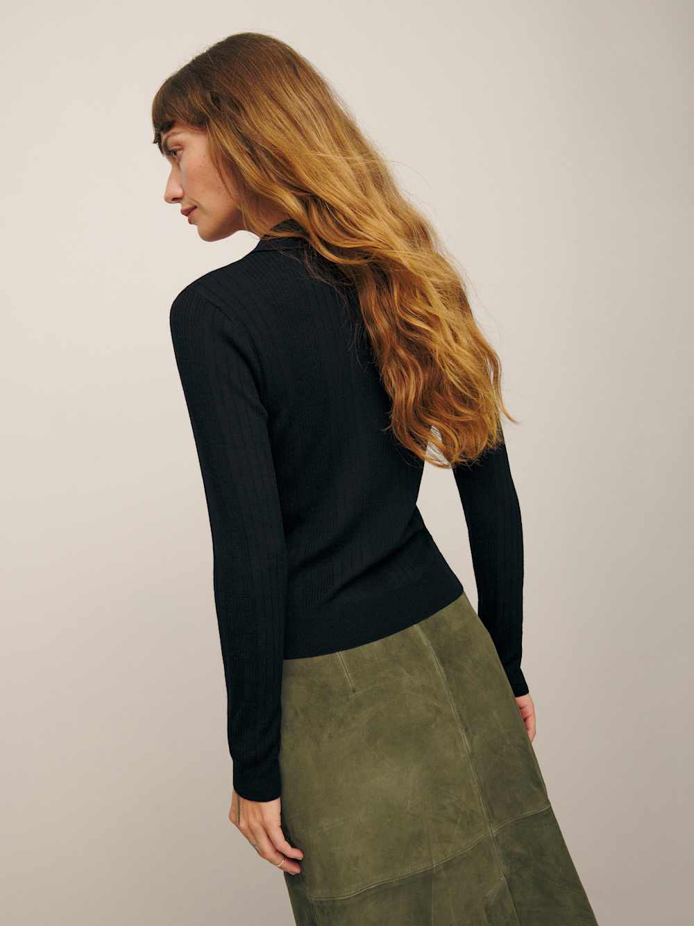 Hermia Regenerative Merino Polo - Black