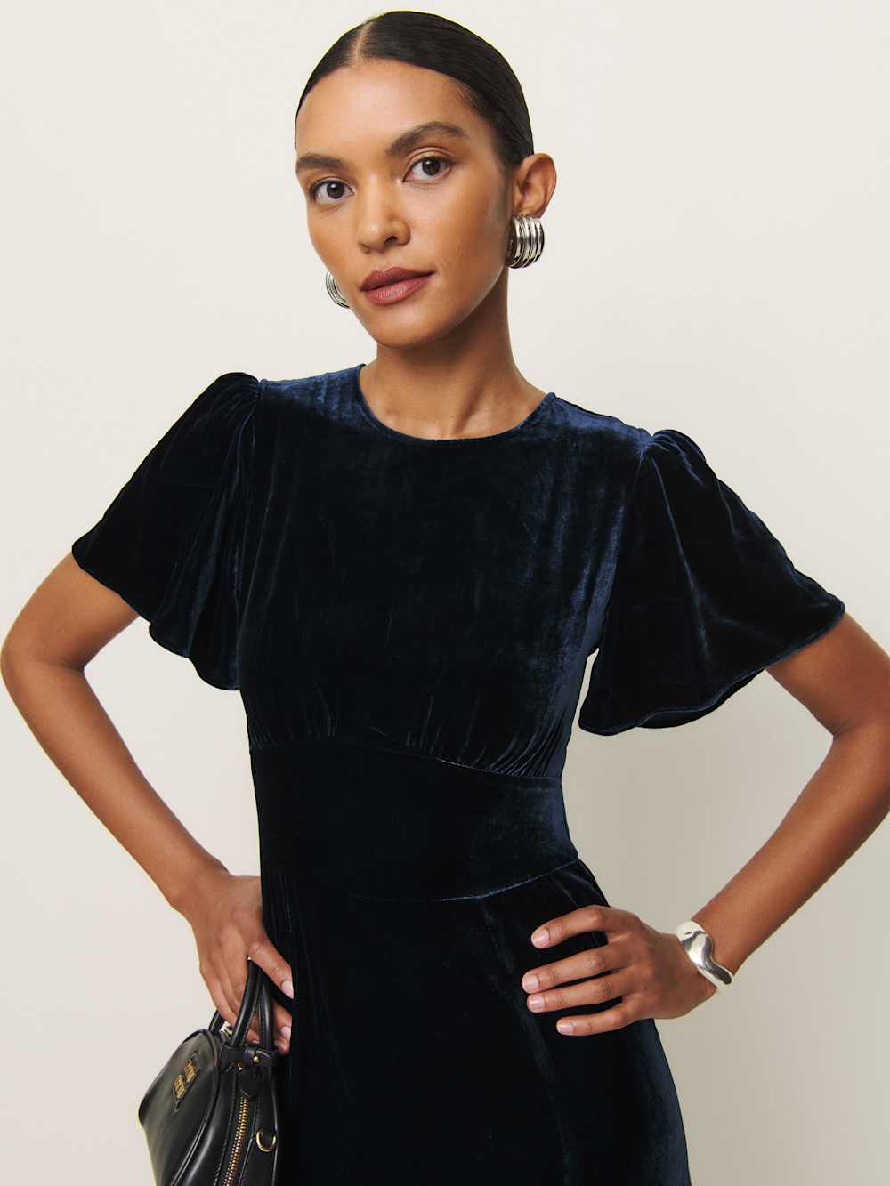 Quinne Velvet Dress - Navy