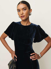 Quinne Velvet Dress - Navy