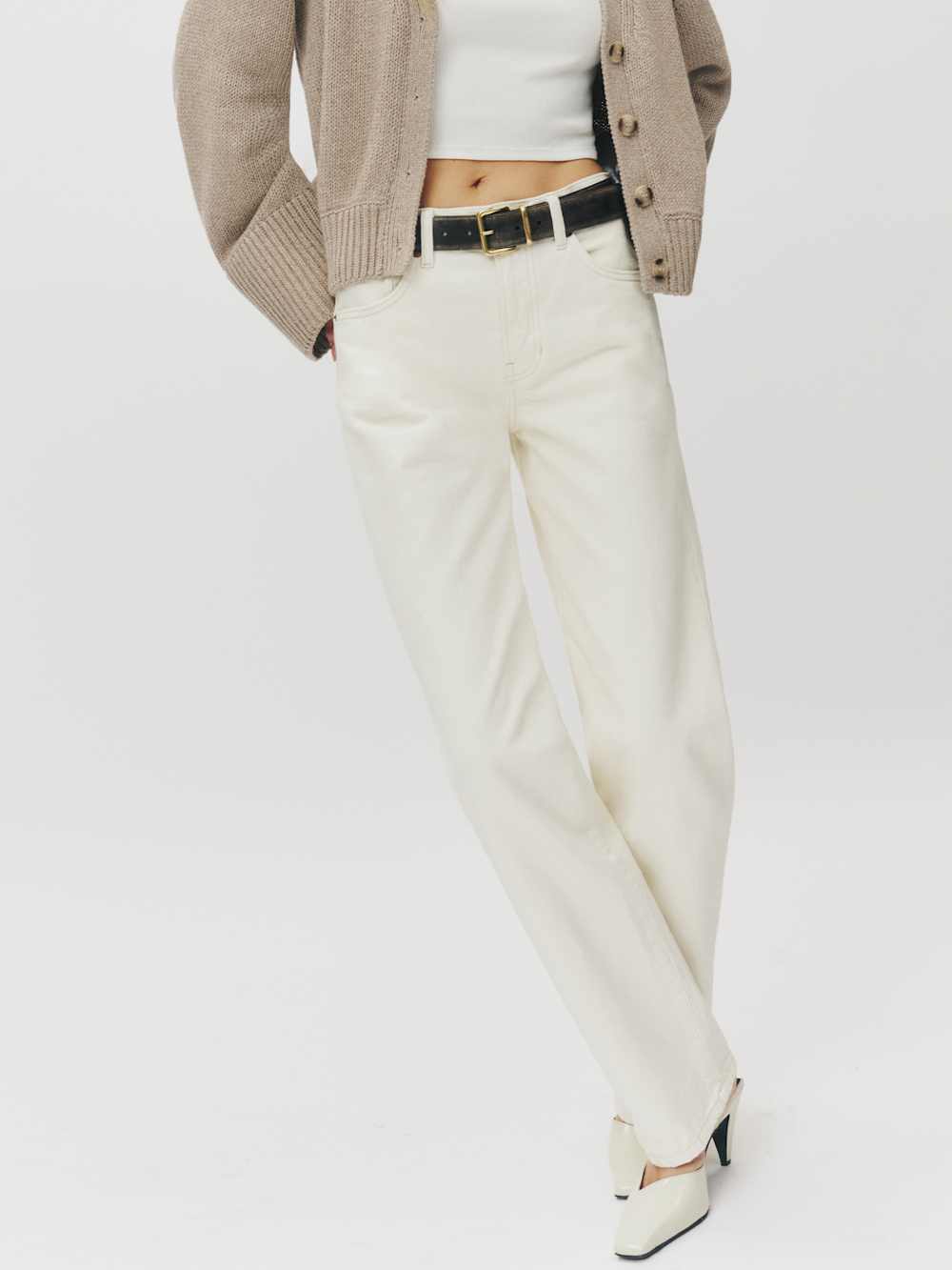 Val 90s Mid Rise Straight Jeans - Fior Di Latte