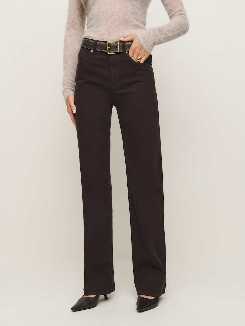 Val 90s Mid Rise Straight Jeans - Mole