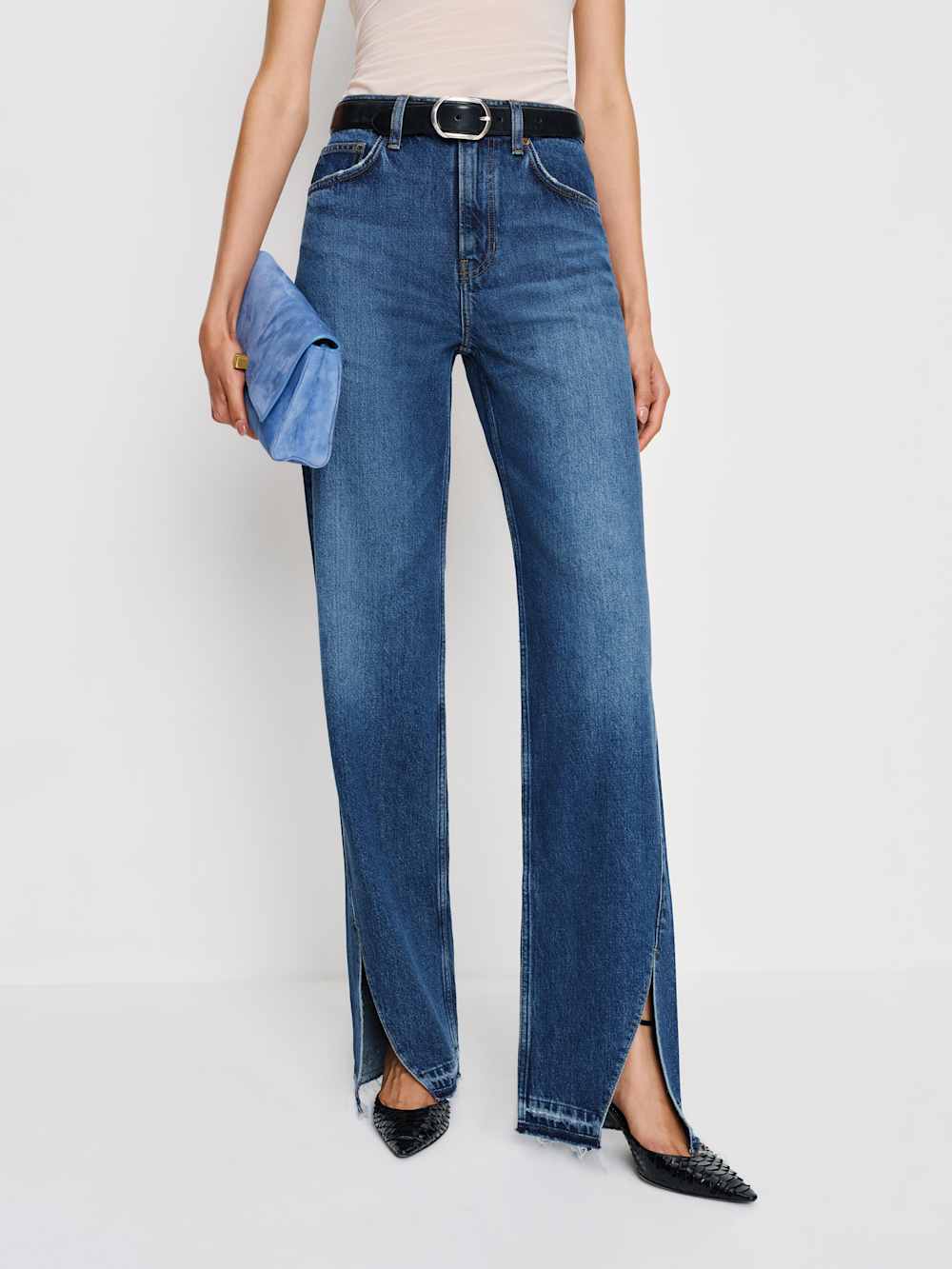 Val 90s Mid Rise Straight Jeans - Maggiore Vented Let Down Hem