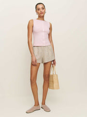 Mila Linen Short - Dunes Check