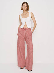 Ethan Linen Pant - Tomato Check