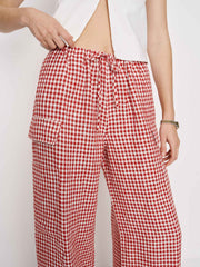 Ethan Linen Pant - Tomato Check