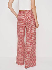Ethan Linen Pant - Tomato Check